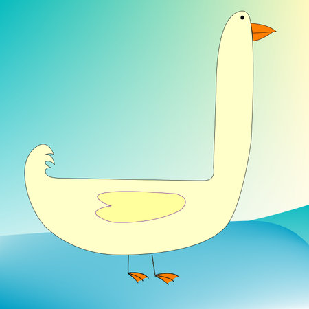drawing of a goose, vector art illustration, for more birds or animals, please see my gallery.のイラスト素材