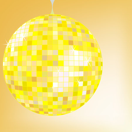 disco ball yellow, vector art illustration; more disco balls in my galleryのイラスト素材