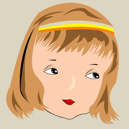 beautiful girl face, vector art illustration, more drawings in my galleryのイラスト素材