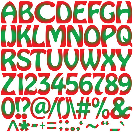 green and red alphabet, vector art illustration; more alphabet letters in my galleryのイラスト素材