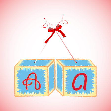 cubes alphabet A, abstract art illustrationのイラスト素材