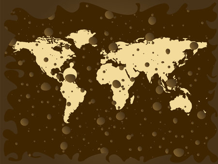 world map with colored earth bubbles, abstract art illustrationのイラスト素材