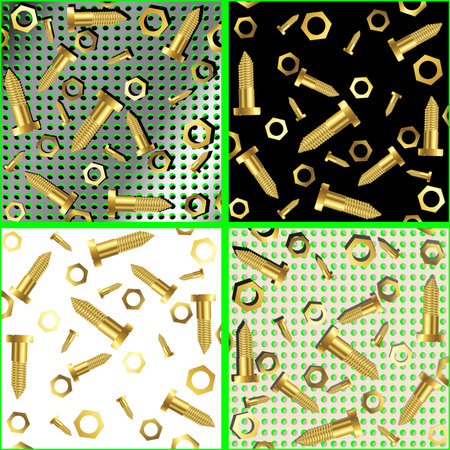 screws and nuts composition, abstract art illustrationのイラスト素材
