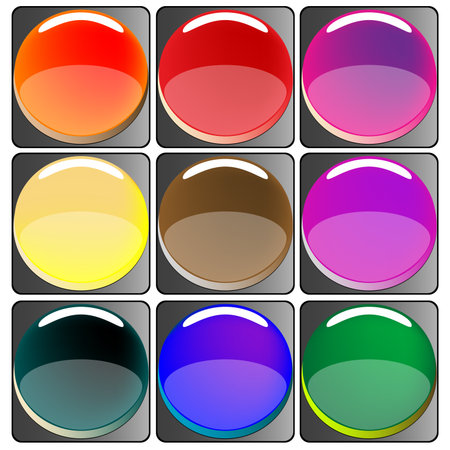 glossy colored web buttons collection, abstract art illustrationのイラスト素材