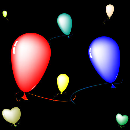 colored baloons over black background, abstract art illustrationのイラスト素材