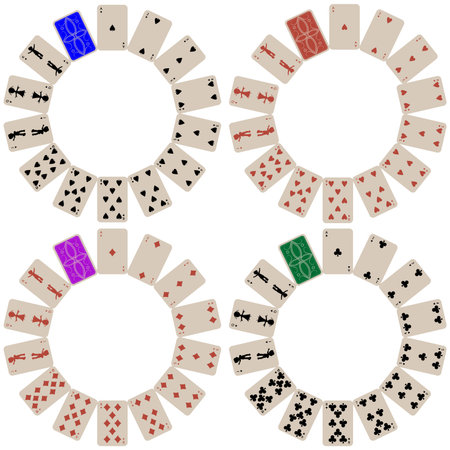 circle shape playing cards collection isolated on white background, abstract art illustrationのイラスト素材