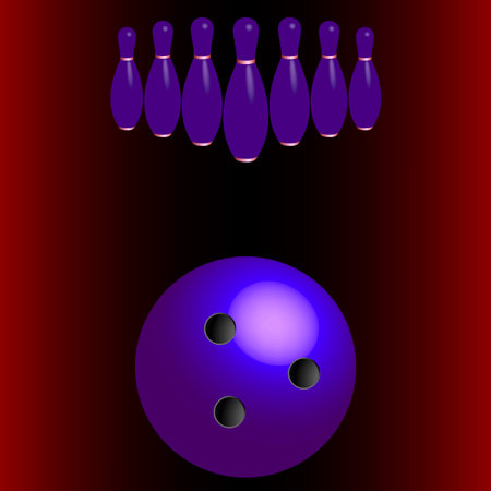 bowling pins and ball, abstract art illustrationのイラスト素材