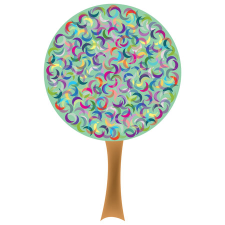 retro tree isolated on white background, abstract art illustrationのイラスト素材