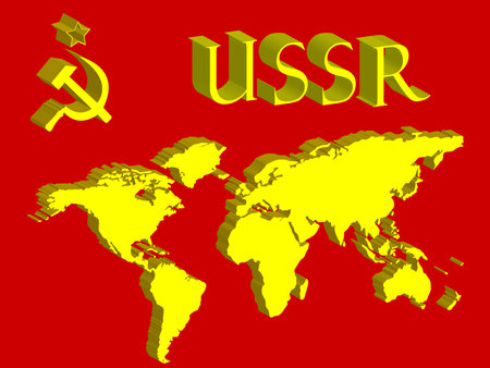 ussr symbol and world map, abstract art illustrationのイラスト素材
