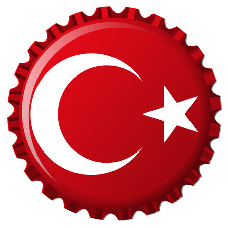 turkey stylized flag on bottle capのイラスト素材