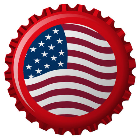 united states stylized flag on bottle capのイラスト素材