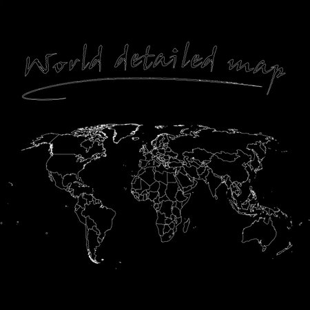 detailed world map over black background, abstract art illustrationのイラスト素材