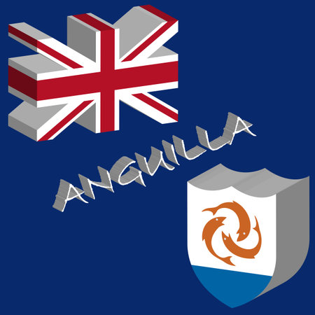 anguilla tridimensional flag, abstract  art illustrationのイラスト素材