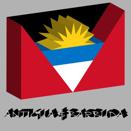 antigua and barbuda 3d flag, abstract  art illustrationのイラスト素材