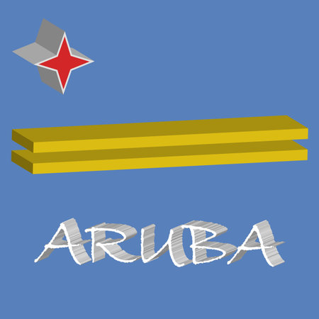 aruba tridimensional flag, abstract  art illustrationのイラスト素材