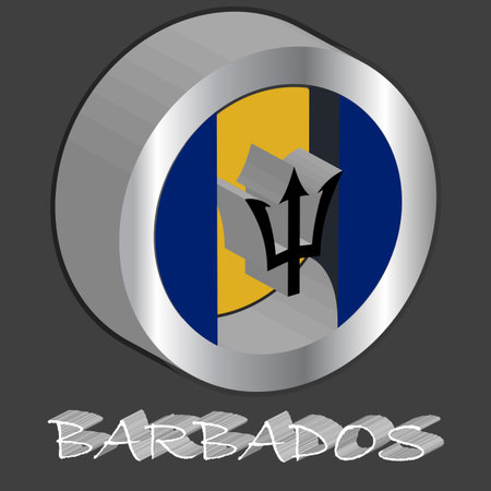 barbados tridimensional flag, abstract  art illustrationのイラスト素材