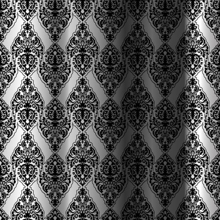 black seamless curtain, abstract pattern, art illustrationのイラスト素材