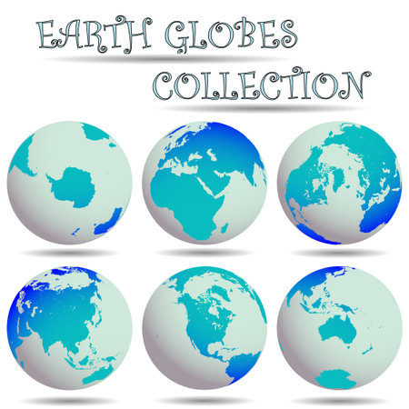 earth globes collection against white background, abstract  art illustrationのイラスト素材