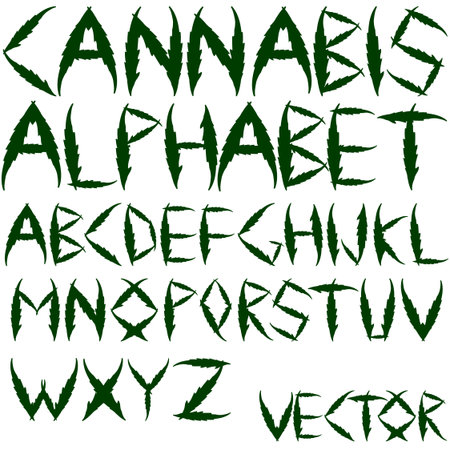 cannabis  alphabet against white background, abstract artのイラスト素材