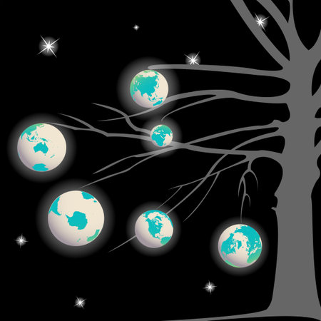 earth globes treeのイラスト素材