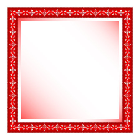 red frame with floral ornament against white backgroundのイラスト素材