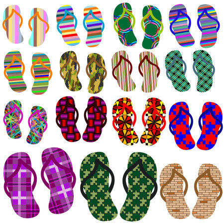 beach shoes collection against white backgroundのイラスト素材
