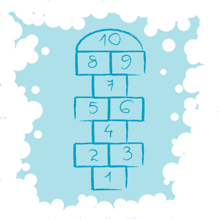 hopscotch and bubbles compositionのイラスト素材