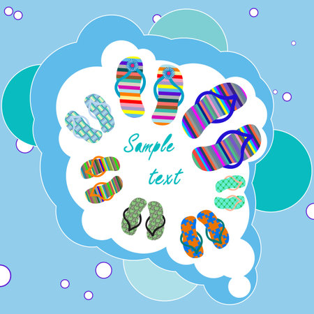 family beach shoes composition with bubbles backgroundのイラスト素材