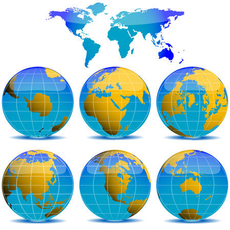 world globes collection against white backgroundのイラスト素材