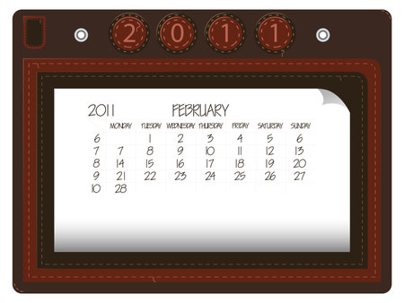 february 2011 leather calendarのイラスト素材
