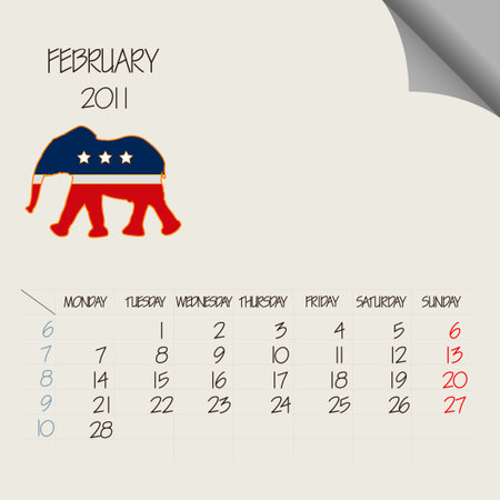 february 2011 animals calendarのイラスト素材