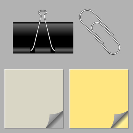 paper notes and clipsのイラスト素材