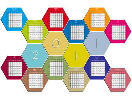 hexagonal calendar 2011 