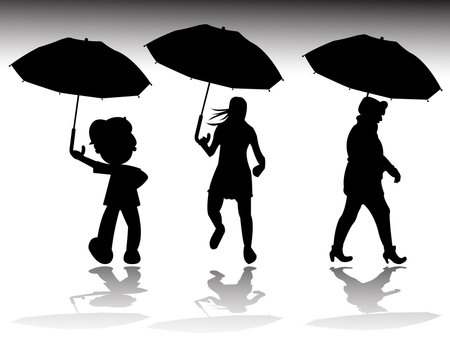 rainy day silhouettes, abstract vector art illustrationのイラスト素材