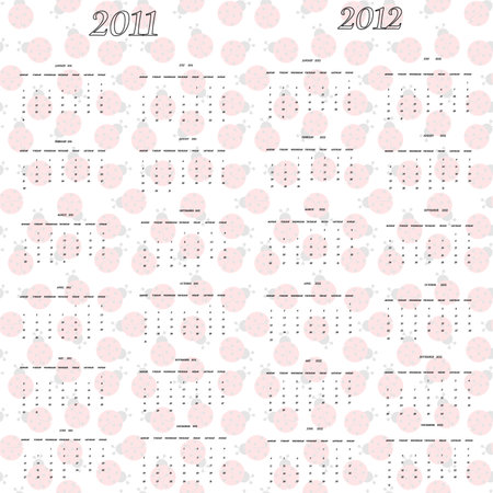 ladybug calendar for 2011 and 2012, abstract vector art illustrationのイラスト素材