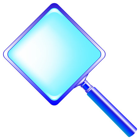 square blue magnifying glass against white background, abstract vector art illustrationのイラスト素材