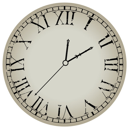 ancient clock against white background, abstract   art illustrationのイラスト素材