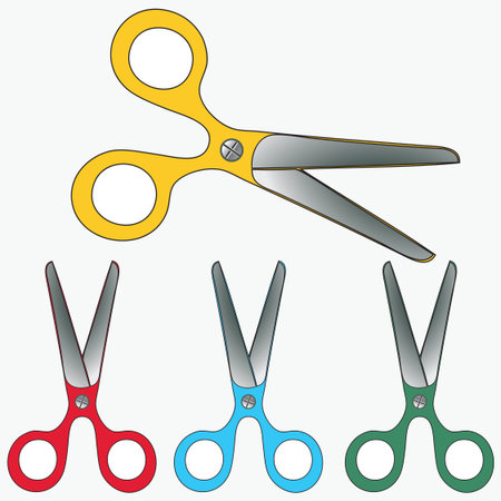 scissors collection against white background, abstract vector art illustrationのイラスト素材