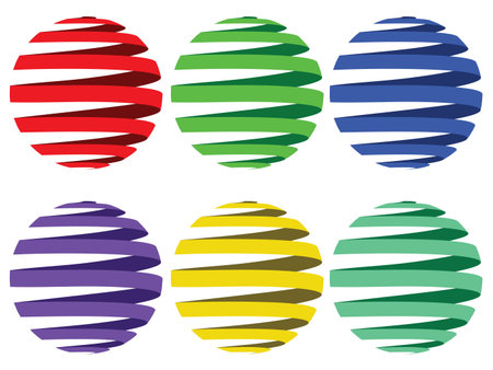 sphere ribbons against white background, abstract vector art illustrationのイラスト素材