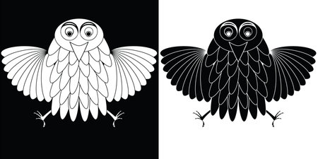 stylized owl cartoon, abstract art illustrationのイラスト素材