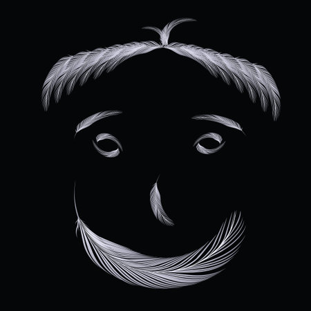 happy feathers composition against black background, abstract vector art illustrationのイラスト素材