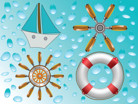 nautical icons collection, abstract vector art illustrationのイラスト素材