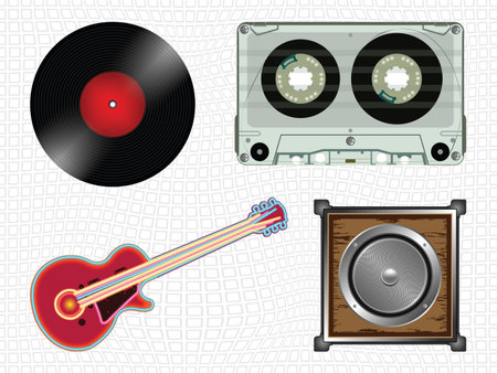 music icons collection, abstract vector art illustrationのイラスト素材