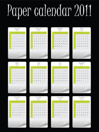paper vector calendar for 2011 against black background, abstract art illustrationのイラスト素材