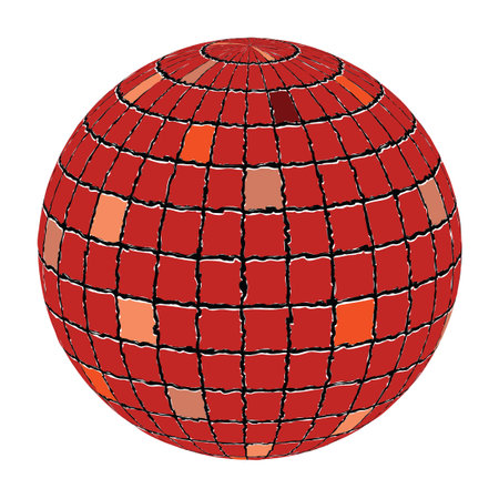 ceramic tiles sphere against white background, abstract vector art illustrationのイラスト素材
