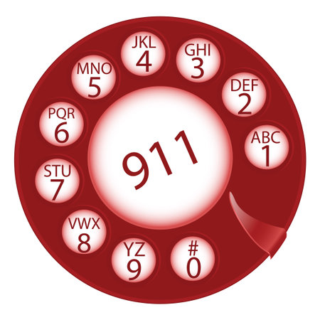 emergency dial disk against white background, abstract vector art illustration