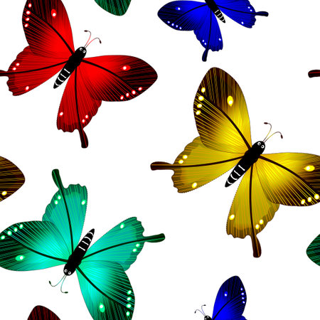 butterflies seamless pattern, abstract  art illustrationのイラスト素材
