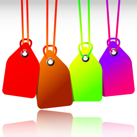 blank colored tags reflected; abstract vector art illustrationのイラスト素材