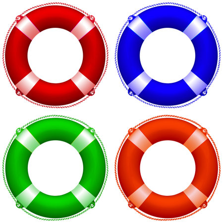 life buoy collection against white background, abstract  art illustrationのイラスト素材