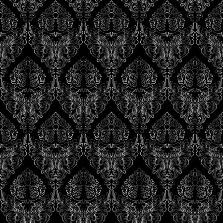 damask seamless texture, abstract grayscale texture; vector art illustrationのイラスト素材